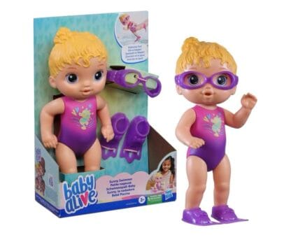 Baby Alive Boneca Sunny Swimmer - Cabelos Loiros Boneca de 25 cm em plástico com acessórios - Brinquedo para meninas e meninos a partir de 3 anos