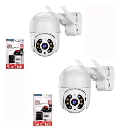 Kit 2 Cameras Ip Icsee Wifi A8 + 2 Cartões Memória Sd 64gb