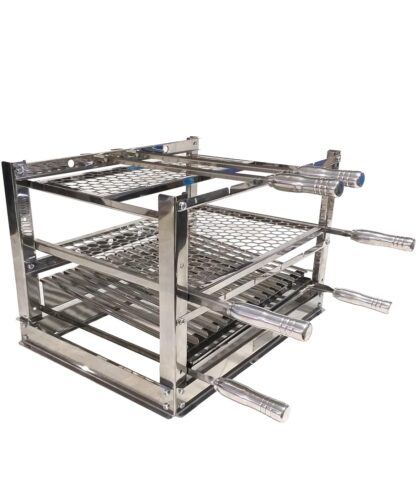 Kit Suporte de Churrasqueira Para Grelhas e Espetos Em Inox 60x45cm - Acompanha Grelhas e Espetos