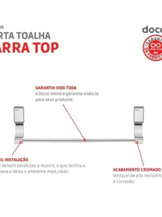 Porta Toalha Bastão Top Docol Cromado