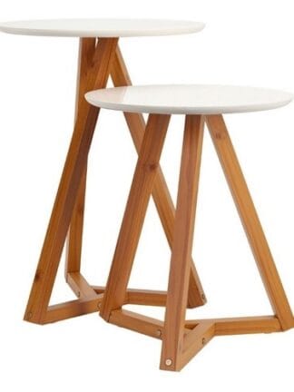 Mezanino Mesa Lateral Para Sala 2 Peças 13 Off White Nature Tebar