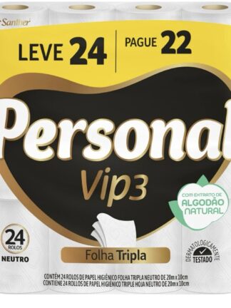 Personal Papel Higiênico Vip Folha Tripla, 24 Rolos De 20M