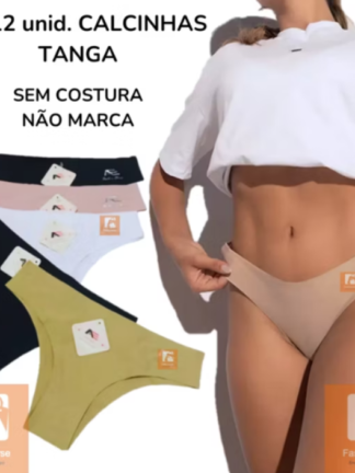 Kit 12 Calcinhas Tanga Corte a Laser Sem Costura com Acabamento Premium