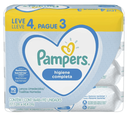 Lenços Umedecidos Pampers Higiene Completa - 192 lenços