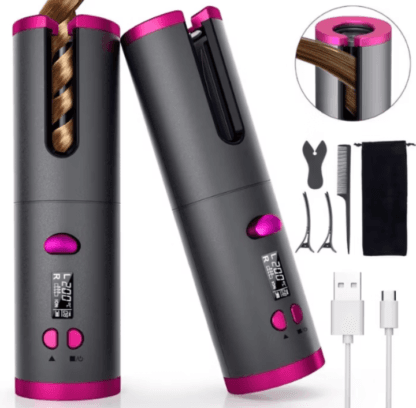 Modelador de cabelo automático sem fio com bateria recarregável de cerâmica embutida Alex