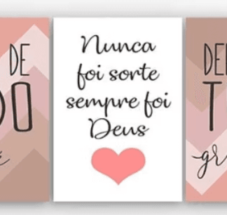 kit 3 quadros quadrinhos decoracão antes de tudo fé nunca foi sorte foi Deus depois de tudo gratidão