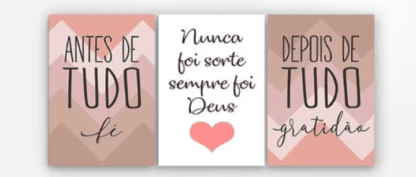 kit 3 quadros quadrinhos decoracão antes de tudo fé nunca foi sorte foi Deus depois de tudo gratidão
