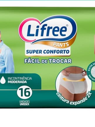 Lifree Fralda Geriátrica Tipo Calça Super Conforto P/M