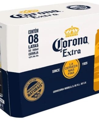 Pack Cerveja Corona Extra Pilsen, Lata, 350ml, Caixa 8 unidades