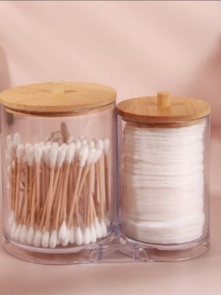 Porta cotonetes duplo em bambu