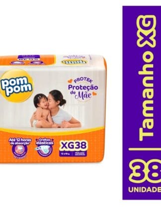 Fralda Pom Pom Protek Proteção de Mãe Mega XG 38 Unidades