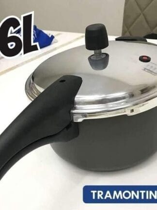 Panela de Pressão Tramontina Vancouver Effect em Alumínio com Revestimento Interno e Externo em Antiaderente Starflon Max Preto 24 cm 6 L