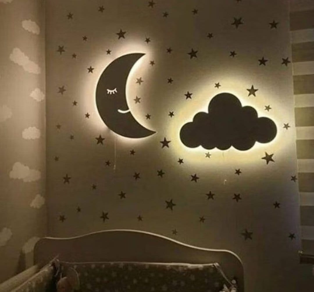 Kit Luminárias Lua e Nuvem com Led Decoração Celestial
Luminosa para Quarto Infantil
