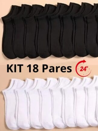 Kit 18 Pares de Meias Soquete Cano Curto Masculina Feminina Unissex varejo