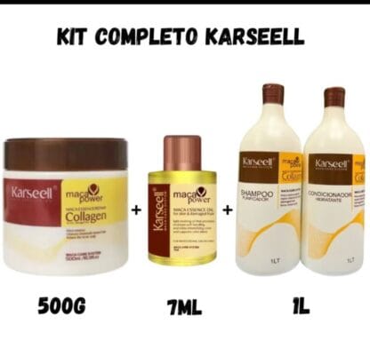 kit Máscara Karseell 500g + 1 Shampoo 11+ 1 Condicionador Karseell 11+ òleo Karseell 7ml