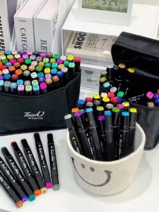 24/36/48/60/80 Cores Caneta Marcadora Canetinhas Coloridas Kit Com Ponta Dupla/marcador