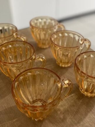 Jogo de xicaras italia 6 peças ambar em vidro 200ml grande