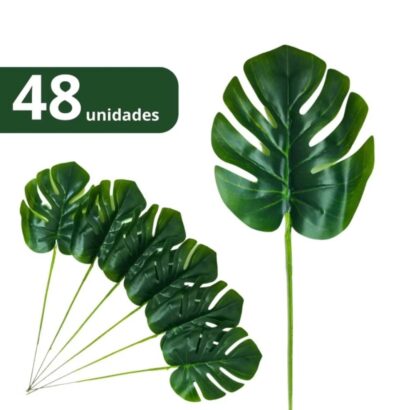 KIT 48 Folha Artificial Verde Planta Costela de Adão, Folhas Artificiais Para Decoração, Folha Artificial