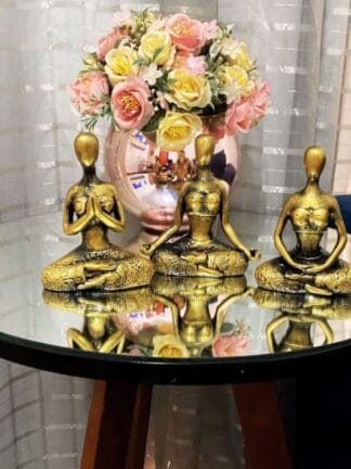 Conjunto Com 3 Enfeites Decorativo Posições De Yoga posição meditação luxo decoração