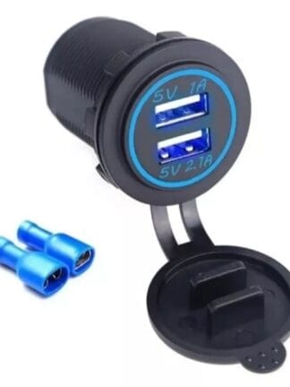 Carregador Anmou 3.1A ( 2.1A + 1.0A) usb padrão veicular carregamento turbo azul (blue) 3.1a