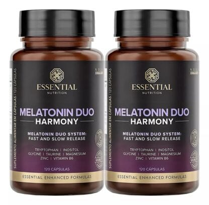 Kit 2 melatonina duo harmony essential nutrition 120 cápsulas