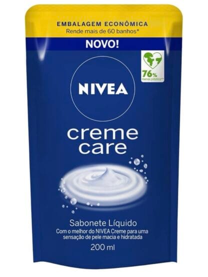 NIVEA Sabonete Líquido Refil Creme Care 200ml - Sensação de pele intensamente hidratada com o melhor do NIVEA Creme