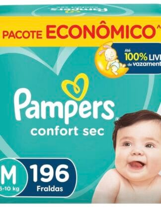 Fralda Pampers Confort Sec M 196 Unidades, Pampers