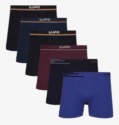 Kit Com 6 Cuecas Boxer Lupo Microfribra Sem Costura Adulto Box Masculina 436