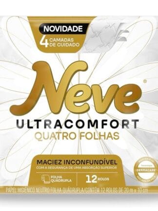 Neve Papel Higiênico Ultracomfort, Folha Quádrupla, 20m, 12 rolos