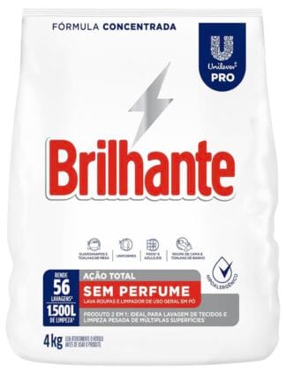 Detergente em Pó Brilhante Sem Perfume 4kg