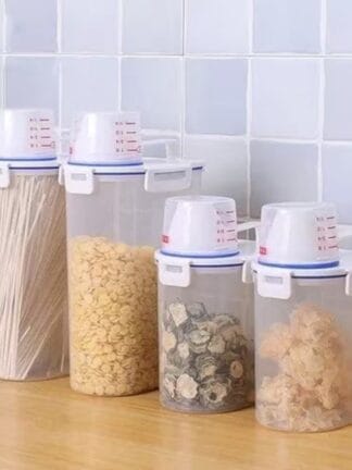 2.5L Pote Hermético com Copo Medidor Bico Dosador Cozinha Mantimentos Lavanderia Multiuso