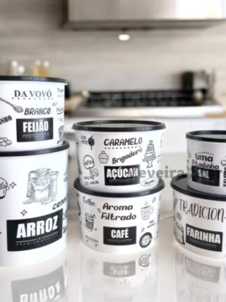 Kit Potes Mantimentos Linha Premium com 6 Peças ou Individual Plástico Cozinha Organização