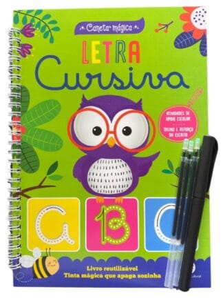 Livro de Atividades Letra CURSIVA Caligrafia Sílabas Palavras Caneta mágica