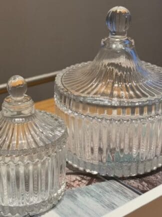 Kit 2 Potiches Conj Carrossel 12 e 9cm Decorativo de Vidro