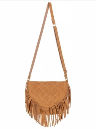 Bolsa Feminina de Couro de Ombro Franja Bolsa de Couro Boho de Tampa Marrom Star