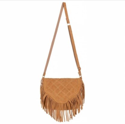 Bolsa Feminina de Couro de Ombro Franja Bolsa de Couro Boho de Tampa Marrom Star
