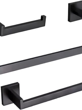 Kit Acessórios Banheiro Cor Preto Aço Inox 304 Escovado Luxo 4 Peças - Brinovar