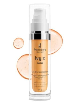MANTECORP - Gel Rejuvenescedor Facial Ivy C AOX - Vitamina C Pura Nanoencapsulada, Ácido Hialurônico e Retinol, Redução de Rugas em 7 Dias - 30g