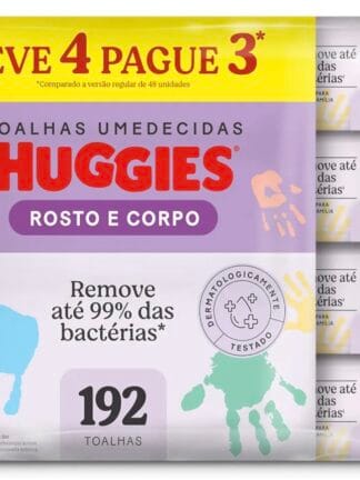 Lenços Umedecidos Huggies One & Done Leve 4 Pague 3 - 192 unidades, Huggies, Verde, pacote de 4