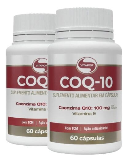Coenzima Q10 10mg vitaforCod10 + vitamina E 120 cápsulas kit 2 potes sem sabor