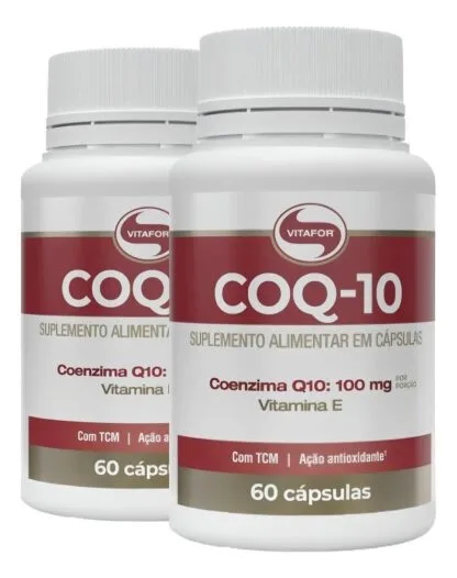 Coenzima Q10 10mg vitaforCod10 + vitamina E 120 cápsulas kit 2 potes sem sabor