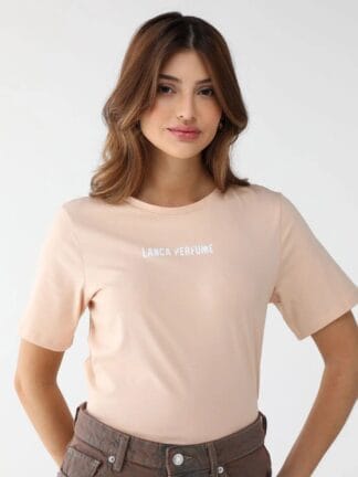 Camiseta Lança Perfume Reta Logo Bege
