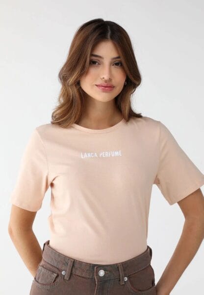 Camiseta Lança Perfume Reta Logo Bege