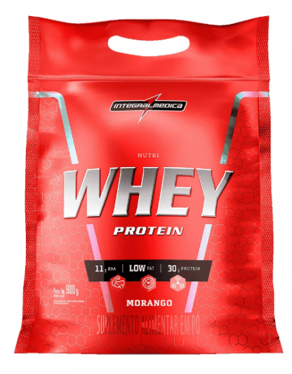Nutri Whey Protein Pouch Morango 900g Integralmédica