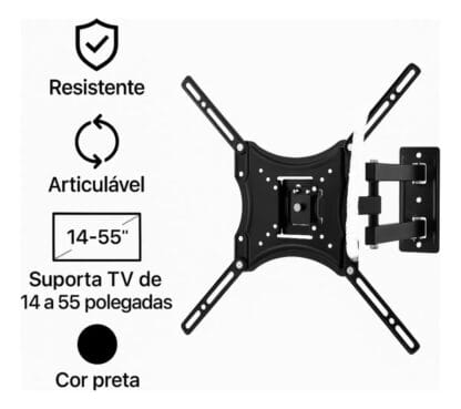 Suporte de tv tri articulado LCD 14 a 55" polegadas até 25kg