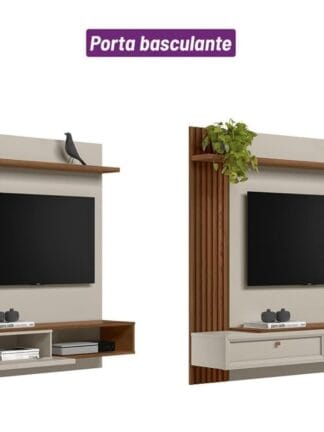 Painel Home para TVaté 55 polegadas Alvorada Freijo/Off White Linea Brasil