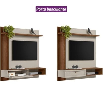 Painel Home para TVaté 55 polegadas Alvorada Freijo/Off White Linea Brasil