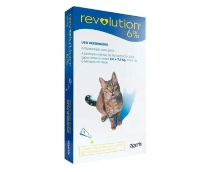 Revolution Zoetis 6% 0.75ml para Gatos 2,6Kg a 7,5Kg - 1 bisnaga