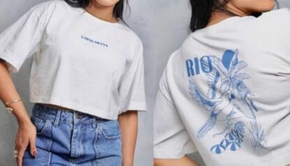 Cropped Oversized Feminino Estampas Diversas 100% Algodão