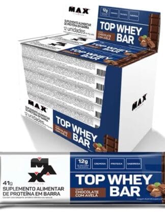 Max Titanium Top Whey Bar 12 Unidades De 41G (Chocolate Com Avelã)